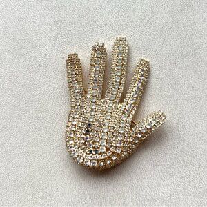 Vintage Bauer Pave Diamond Hand Brooch